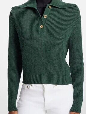 Michael Kors Men's Forest Green V-Neck Polo Knit Sweater